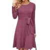 Women's Long Sleeve Fall Teacher Dresses 2025 Work Casual Knit Pockets Winter Sweater Dress Trendy