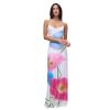 Women's Summer Floral Spaghetti Strap Backless Bodycon Maxi Dress Sexy Long Dresses