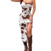 Women's Western Cowgirl Dress Boho Bodycon Long Slit Thigh Cami Dresses