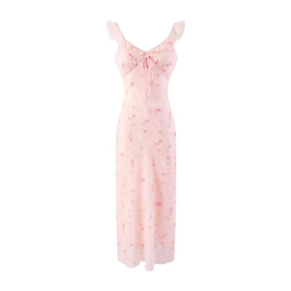 31v3NI46UcL.jpg Women's Vintage Holiday Floral Print Slim Fit Vest Dress Empire Waist Long Dresses