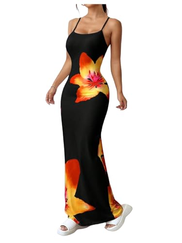Women's Floral Sun Maxi Bodycon Dresse Summer Starfish Dress White
