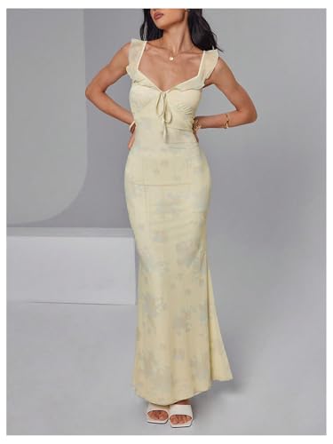 Women's Y2k Boho Floral Ruffle Mesh Maxi Dress Elegant Long Party Cocktail Dresses