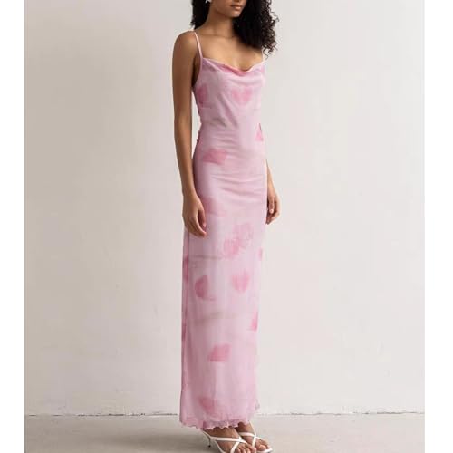 Women's 2025 Summer Dresses Floral Bodycon Maxi Dress Spaghetti Strap Backless Cocktail Party Long Dresses