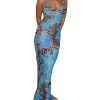 Women's Floral Leopard Maxi Cami Dress Elegant V Neck Spaghetti Strap Long Dresses