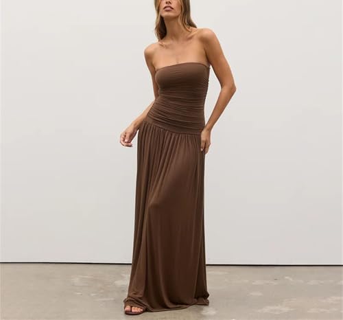 Women's Pleated Sheath Dress - Sleeveless Backless Slim Long Night Party
