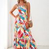 Women's 2025 Summer Sleeveless Floral Print Maxi Dress Strap Square Neck Beach Sun Dress
