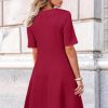 Womens 2025 Summer Teacher Work Modest Dresses Ultra Soft Short Sleeve Midi Old Money Clothes Business Casual Dress