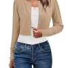 Cropped Cardigan Sweaters for Women 2025 Crew Neck Button Down Open Front Knit Bolero Shrugs