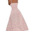 Women's Summer Split Thigh Spaghetti Strap Cami Midi Floral Dress