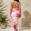 Women's Summer Floral Maxi Dress Sexy Backless Sleveless Bodycon Long Dresses