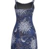 Women's Vintage 90s Mini Dress Spaghetti Strap Boho Mesh Short Dresses