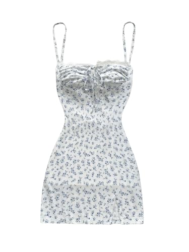 Women's Summer Ditsy Floral Mini Dress Backless Tie Short Sun Dresses