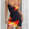 Women's Floral Print Bodycon Spaghetti Strap Dress Backless Mini Summer Dresses
