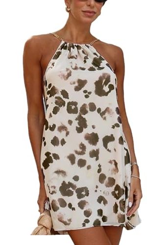 Women's Halter Short Dress - Irregular Back Straps Loose Street