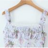 Women's Lace Spliced Floral Print Vacation Dress Sexy Square Neck Spaghetti Straps Slim Fit Midi Dresses