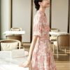 Women's Dress Printed Summer Casual Slim-Fit Waist-Tie Dresses for Women