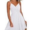 Women's Summer Dress 2025 Spaghetti Strap Sleeveless V Neck Casual Swing Sundress with Pockets