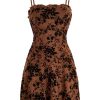 Women's Mini Dress Floral Spaghetti Strap Mesh Dresses Going Out Festival Concert Outfits Grunge Gothic Clothes