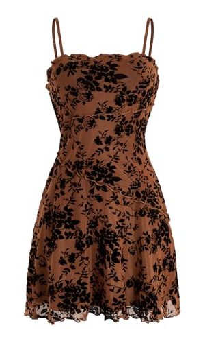 Women's Mini Dress Floral Spaghetti Strap Mesh Dresses Going Out Festival Concert Outfits Grunge Gothic Clothes