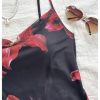 Women's Floral Draped Neck Cami Dress Backless Spaghetti Strap Short Dresses