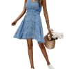 Women's Boho Floral Print Spaghetti Strap Cami Dress Casual Flare Short Dresses