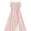 Women's Spaghetti Sleeveless Tie Shoulder Floral Print Strappy Sundress Casual Midi Dress