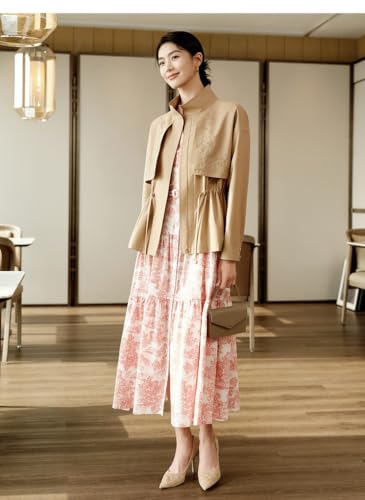 Women's Dress Printed Summer Casual Slim-Fit Waist-Tie Dresses for Women