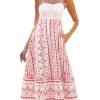 Women's Floral Print Maxi Dress,Spaghetti Strap Smocked Bodice A-Line Sundress with Pockets
