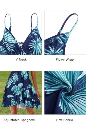Womens Summer Dress 2024 Spring Sundresses Floral Flowy Casual Beach Vacation Wrap V Neck Spaghetti Strap Dresses