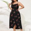 Women's Plus Size Dress Sleeveless Spaghetti Strap Cowl Neck Wrap Party Cocktail Cami Dress