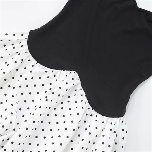 Women's Strapless Polka Dress - Dot Patchwork Ultra Short Holiday Party