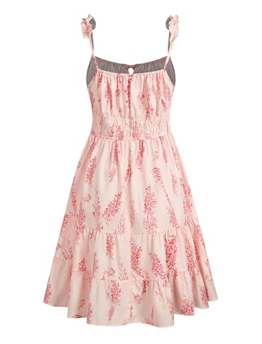 Womens Summer Mini Dress 2025 Spaghetti Strap Square Neck Sleeveless Smocked Tiered Cute Floral Flowy Sundresses