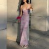Women's 2025 Summer Dresses Floral Bodycon Maxi Dress Spaghetti Strap Backless Cocktail Party Long Dresses