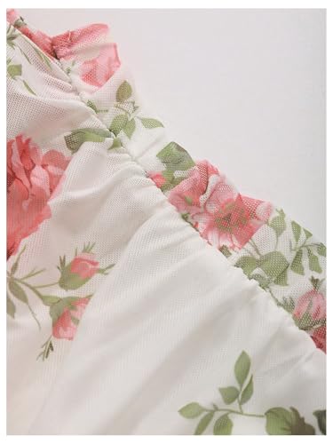 Women's Floral Print Bodycon Dress Ruched Sleeveless Spaghetti Strap Boho Mini Dresses