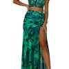 Women's Summer Floral Printed Spaghetti Strap Cami Top and Split Thigh Skirt Set Slim Fit Club Party Dress