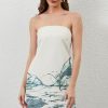 Women Strapless Tube Mini Dress Summer Casual Boho Floral Print Sleeveless Backless Going Out Beach Short Dress