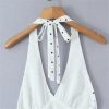 Women Spaghetti Straps Vintage Polka Dot Dresses Sexy Backless A-Line Holiday Party Dress