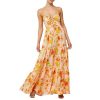 Women’s Summer Bodycon Maxi Dresses Floral Print Spaghetti Strap Cut Out Dress Y2K Beach Boho Long Dress