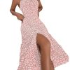 Women's Summer Split Thigh Spaghetti Strap Cami Midi Floral Dress