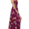 Women Summer 2025 Maxi Dress Vacation Floral Spaghetti Strap Spring Casual Boho Split Beach Long Flowy Sundress