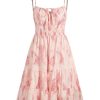 Womens Summer Mini Dress 2025 Spaghetti Strap Square Neck Sleeveless Smocked Tiered Cute Floral Flowy Sundresses
