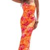 Women's Floral Print Tie Dye Spaghetti Strap Backless Fitted Cami Pencil Dress Summer Boho Maxi Slip Dresses