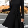 Women's Long Sleeve Fall Teacher Dresses 2025 Work Casual Knit Pockets Winter Sweater Dress Trendy