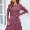 Women's Long Sleeve Fall Teacher Dresses 2025 Work Casual Knit Pockets Winter Sweater Dress Trendy