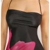Women's Floral Print Mesh Dress Tie Backless Sleeveless Bodycon Long Cami Dresses