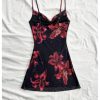 Women's Floral Draped Neck Cami Dress Backless Spaghetti Strap Short Dresses