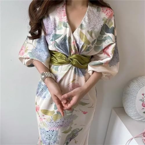 Women Vintage Elegant Floral Print Slim Fit Stylish Long Retro France Dress