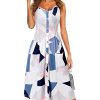 Women's Summer Casual Sundress Button Sleeveless Spaghetti Strap Dress
