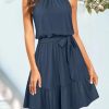 Womens 2025 Summer Dress Halter Wedding Guest Casual Beach Vacation Outfits Belted Sundresses with Pockets