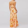 Women’s Summer Bodycon Maxi Dresses Floral Print Spaghetti Strap Cut Out Dress Y2K Beach Boho Long Dress